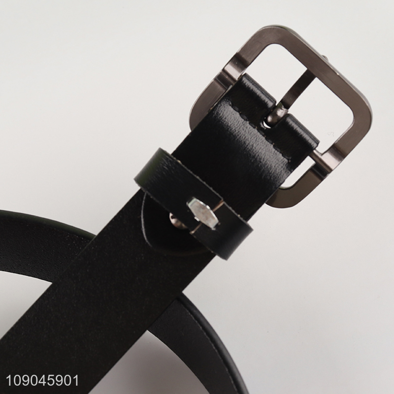 Good sale black adjustable men pu leather belt with metal buckle