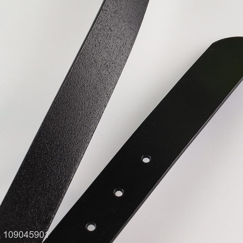 Good sale black adjustable men pu leather belt with metal buckle