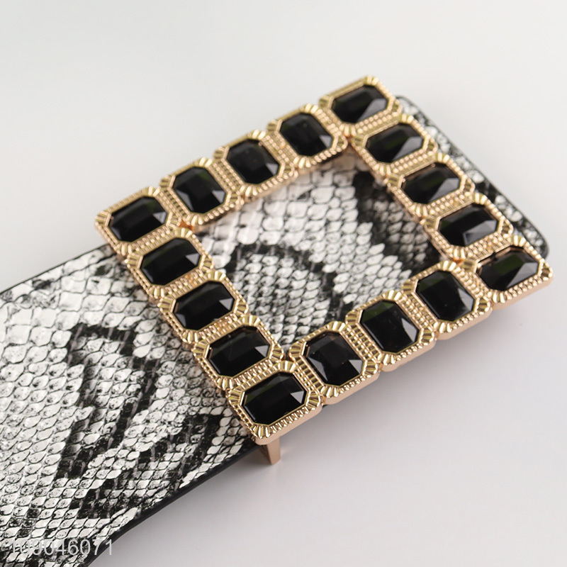 Factory price fashionable women pu leather elastic waist belt with buckle