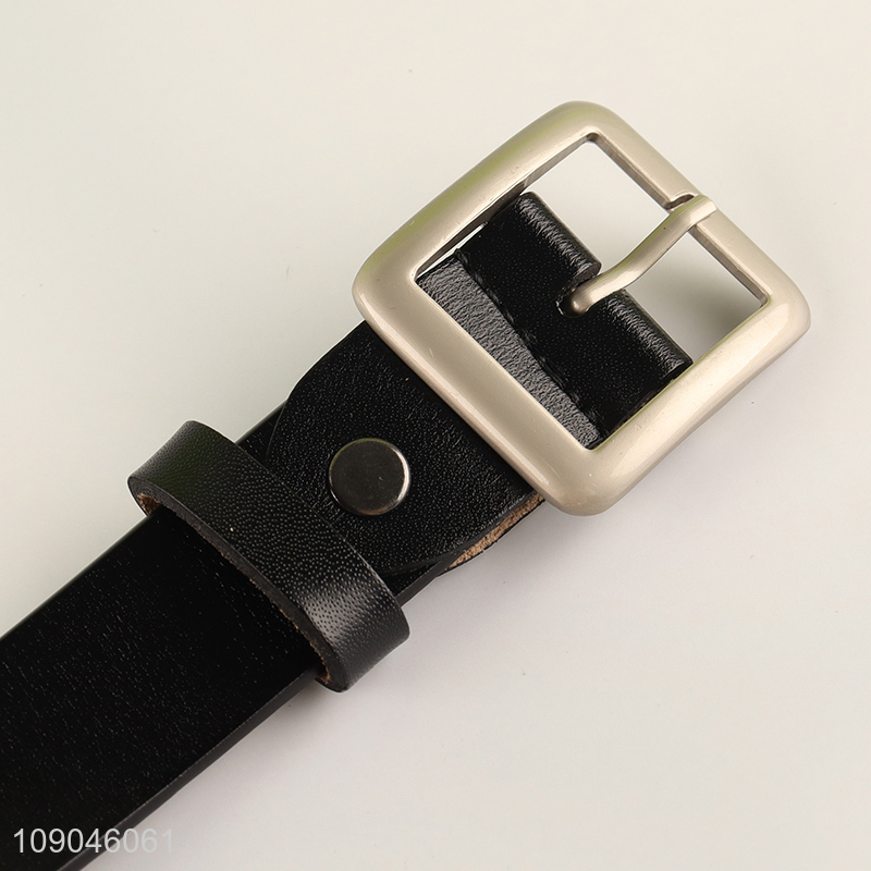Low price black adjustable jeans belt pu leather belt with pin buckle