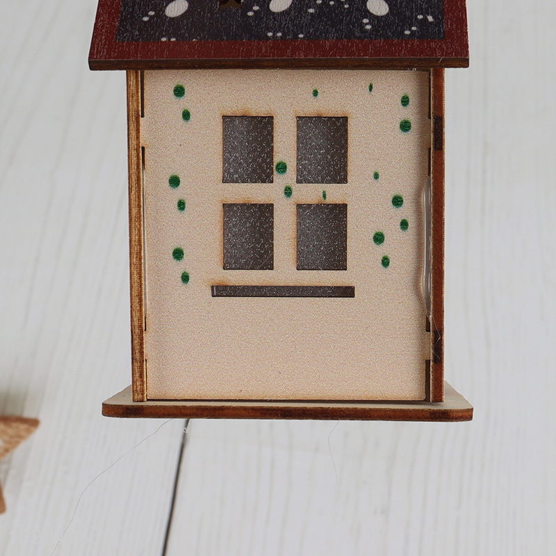 Hot Sale LED Christmas Wooden House Christmas Wooden Hanging Decoration