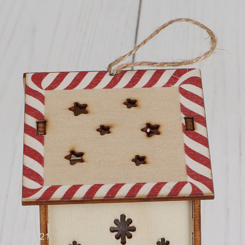 New Arrival LED Christmas Wooden House Decoration Xmas Tree Hanging Ornaments