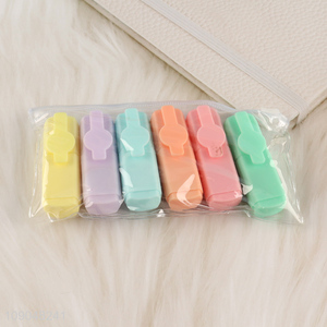 Top quality 6pcs school office stationery mini highlighter pen set
