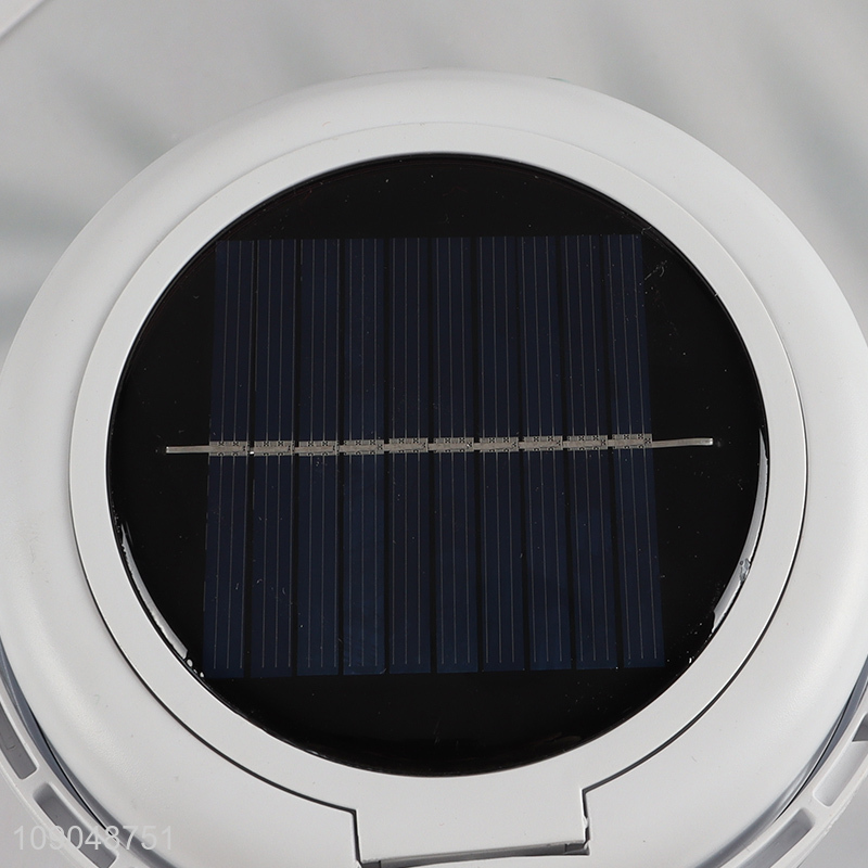 Wholesale Round Portable Super Bright LED Solar Camping Light With Metal Hook