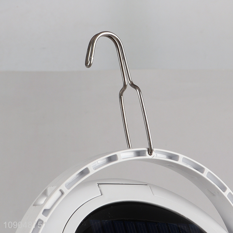Wholesale Round Portable Super Bright LED Solar Camping Light With Metal Hook