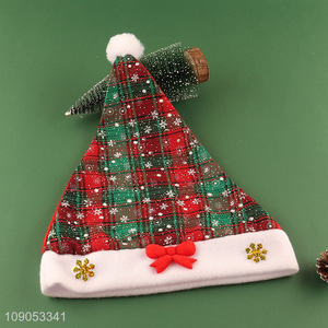 High Quality Plaid Santa Hat Christmas Hat Festival Headwear