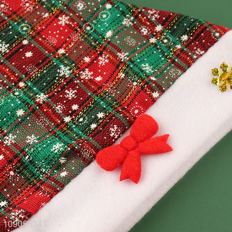 High Quality Plaid Santa Hat Christmas Hat Festival Headwear