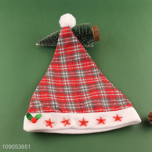 Popular Priduct Plaid Santa Hat Christmas Hat for Adults Kids