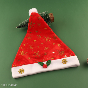 Factory Price Unisex Non-Woven Christmas Hats Snowflake Santa Hats
