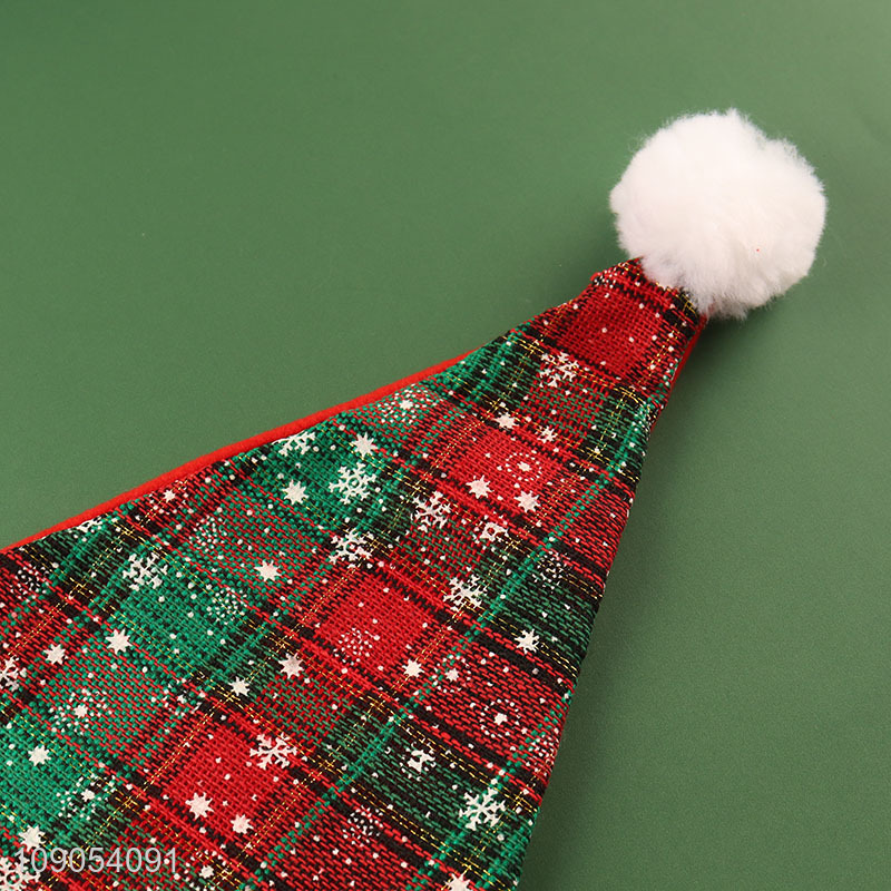 New Arrival Plaid Christmas Santa Hat Festival Party Headwear