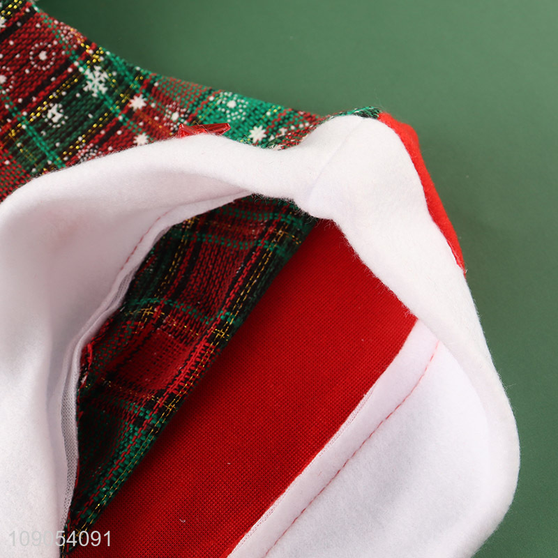 New Arrival Plaid Christmas Santa Hat Festival Party Headwear