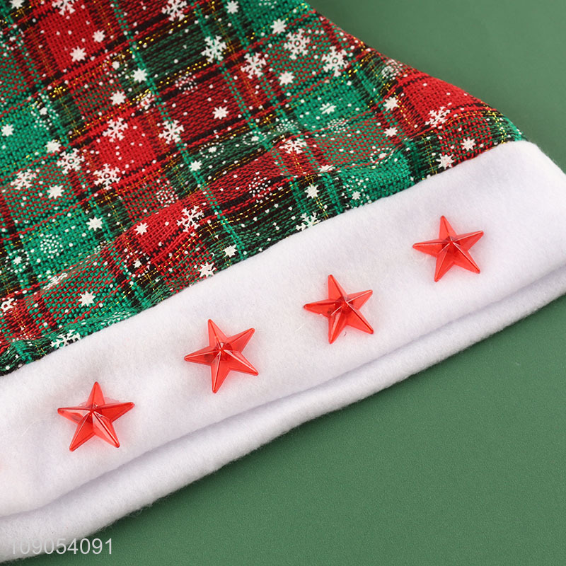 New Arrival Plaid Christmas Santa Hat Festival Party Headwear