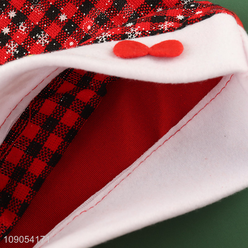 Good Quality Plaid Santa Hat Christmas Hat for Adults & Kids