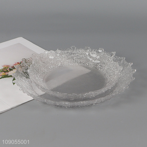 Factory direct sale clear glass round fruits plate snack dessert plate wholesale
