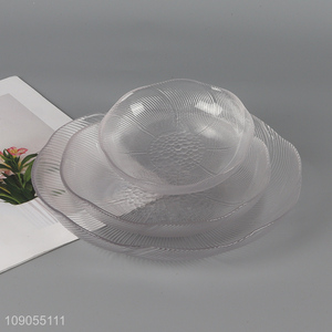 Best selling flower shape glass plate fruit dessert dinner plate