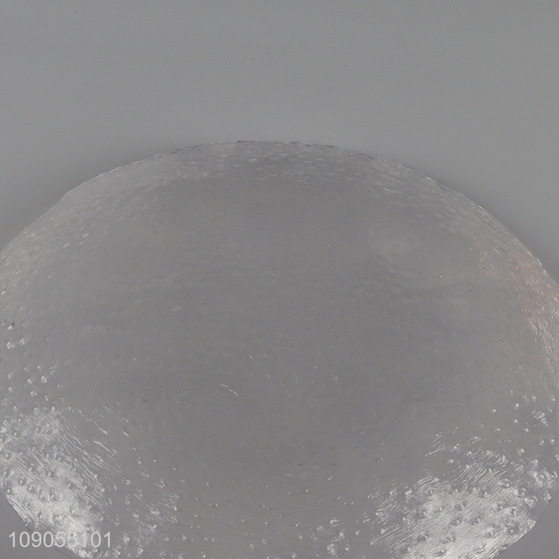 Low price transparent irregular shaped vegetable gruit glass plate