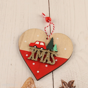 New Arrival Wooden Heart Shaped Christmas Tree Hanging Ornaments Wooden Hanging Decorations