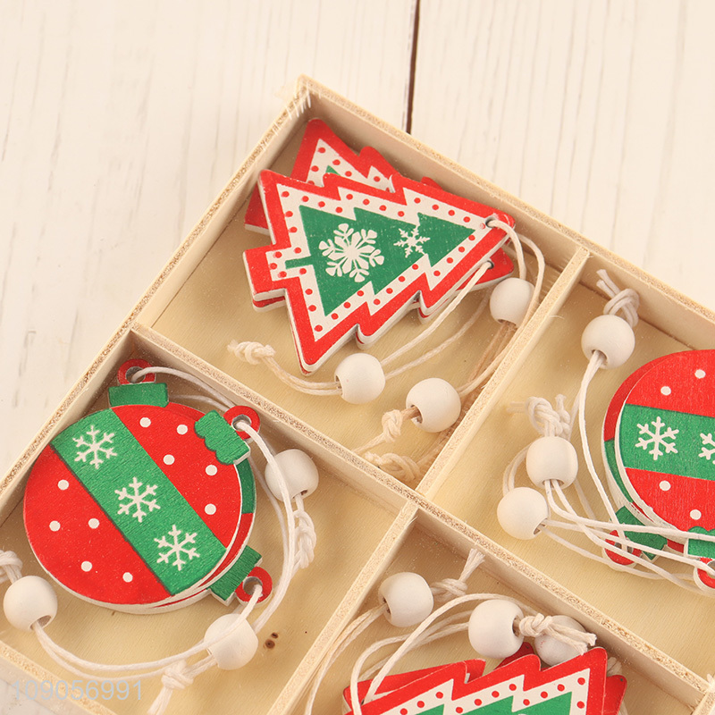 Online Wholesale Christmas Tree Wooden Hanging Ornaments for Christmas Party Decoration