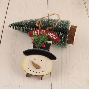 Good Quality Wooden Snowman Shaped Christmas Tree Hanging Decorations Wooden Hanging Ornaments