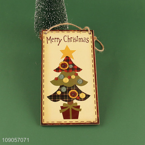 Wholesale Merry Christmas Wooden Hanging Sign for Christmas Tree Indoor Outdoor Decor