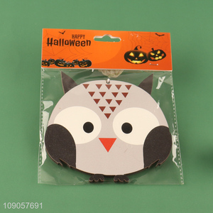 New Product Halloween Wooden Hanging Ornaments Halloween Wood Owl with Rope