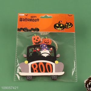 Factory Supply Halloween Wooden Hanging Decorations Wooden Pumpkin Car Ornaments