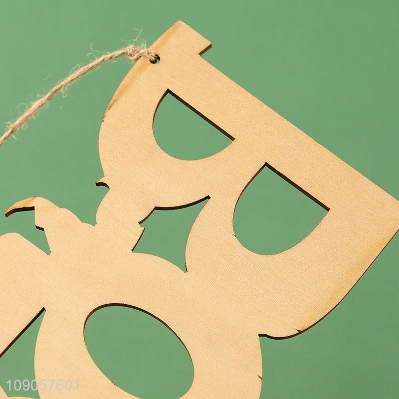 Factory Price Halloween Boo Wooden Hanging Door Sign for Front Door Decoration