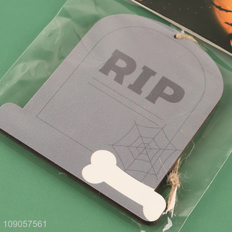 Good Quality Halloween Wooden Hanging Decorations Wooden RIP Tombstones Ornaments