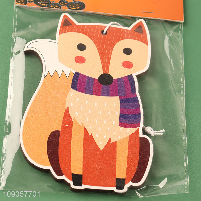 Factory Price Halloween Wooden Hanging Decorations Wooden Fox Hanging Ornaments