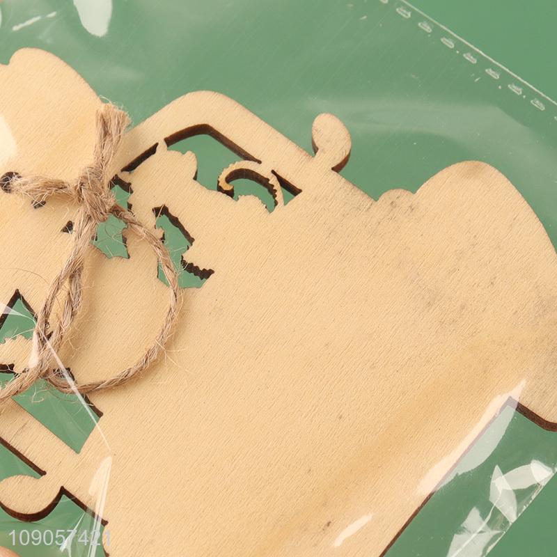 Factory Supply Halloween Wooden Hanging Decorations Wooden Pumpkin Car Ornaments