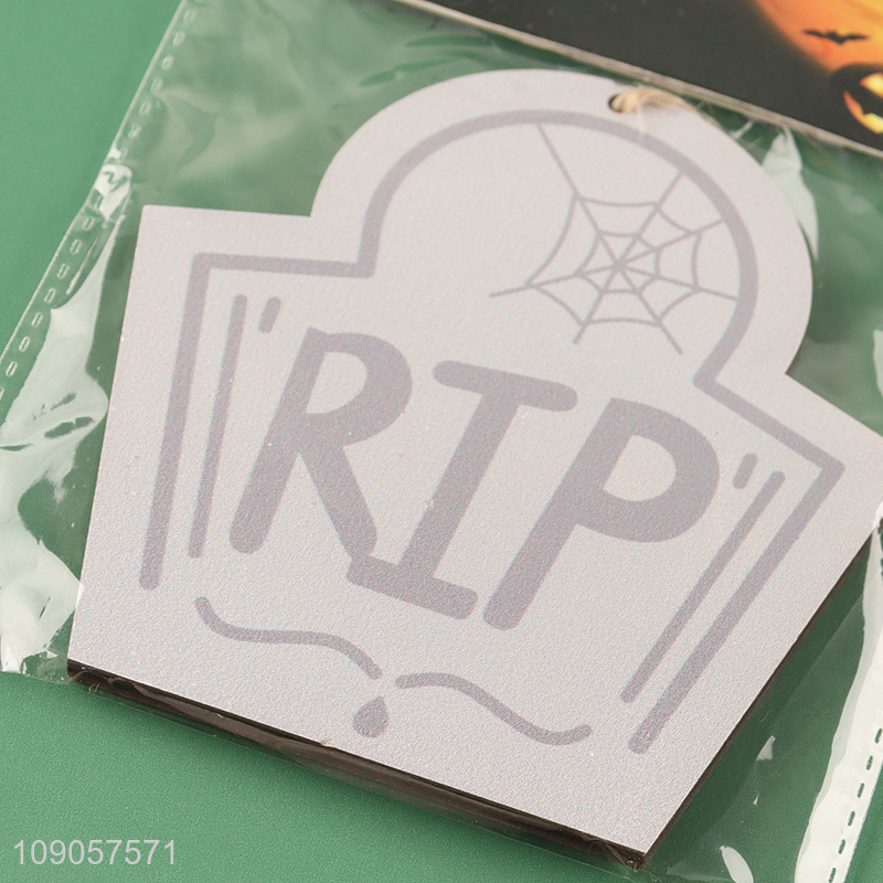 New Arrival Halloween Wooden Hanging Ornaments Wooden RIP Tombstones Decorations