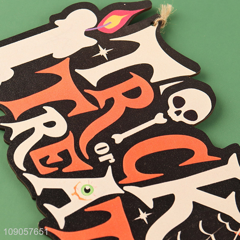 Popular Product Halloween Trick or Treat Door Sign Halloween Wooden Hanging Decorations