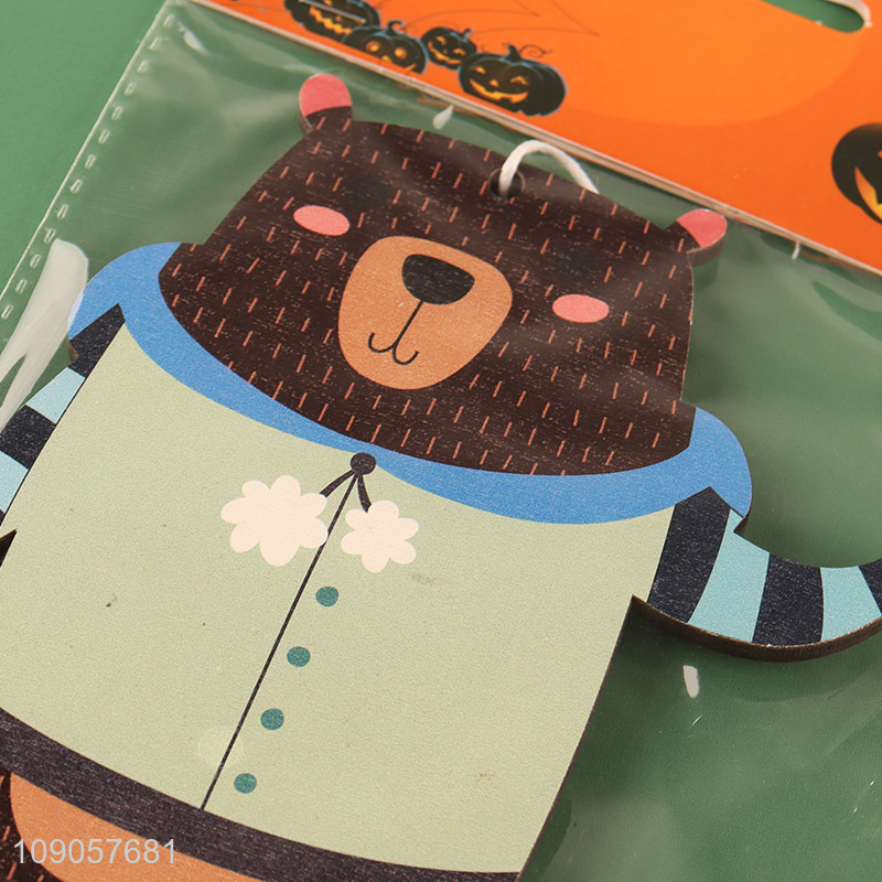 Promotional Halloween Wooden Bear Decorations Halloween Wooden Hanging Ornaments