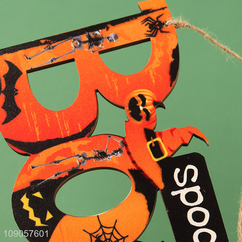 Factory Price Halloween Boo Wooden Hanging Door Sign for Front Door Decoration