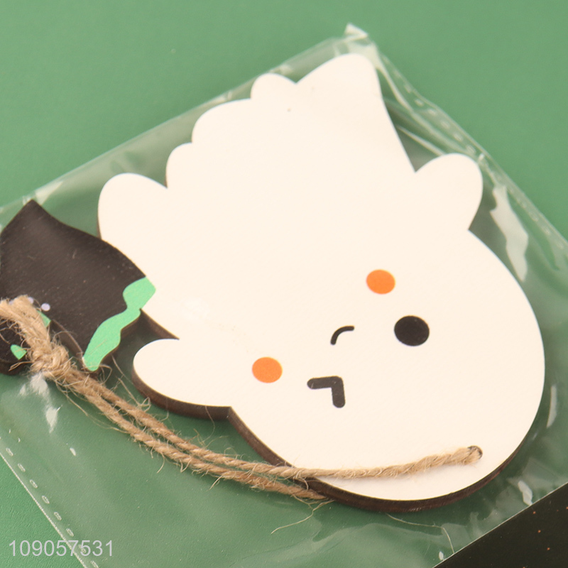 Online Wholesale Halloween Ghost Decorations Wooden Hanging Ornaments with Rope
