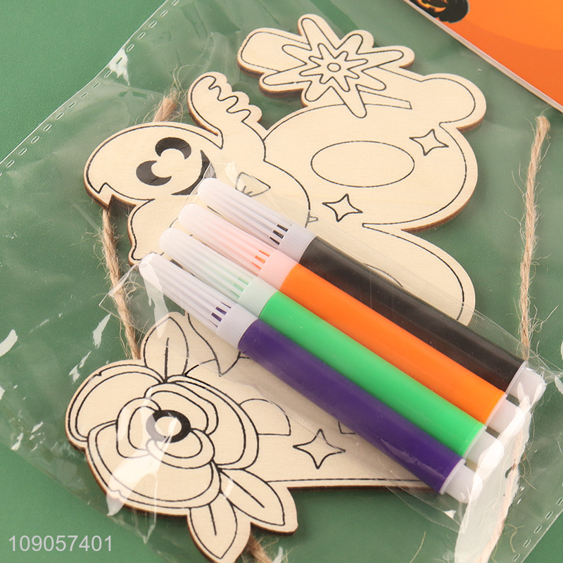 New Product DIY Coloring Wooden Halloween Craft Kit for Kids Boys Girls