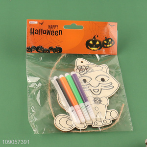 Wholesale DIY Coloring Wooden Halloween Crafts for Halloween Party Decoartion