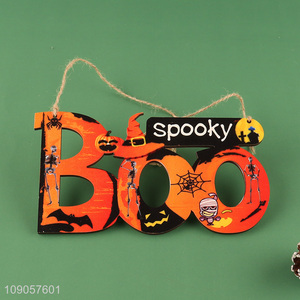 Factory Price Halloween Boo Wooden Hanging Door Sign for Front Door Decoration