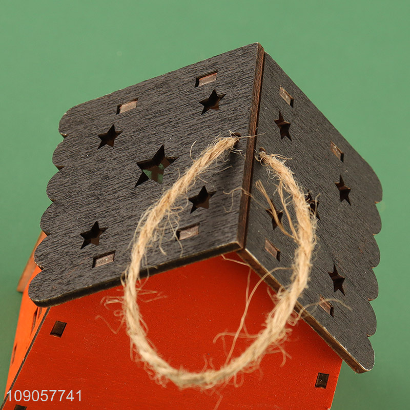 High Quality Lighted Halloween Wooden House Hanging Ornaments for Home Decor