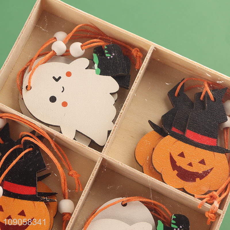 Good Quality 12PCS Halloween Wooden Decorations Halloween Wooden Hanging Ornaments