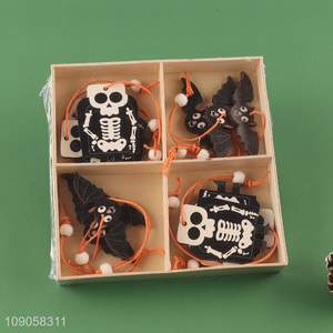 Online Wholesale 12PCS Halloween Wooden Hanging Ornaments Wooden Halloween Tree Ornaments