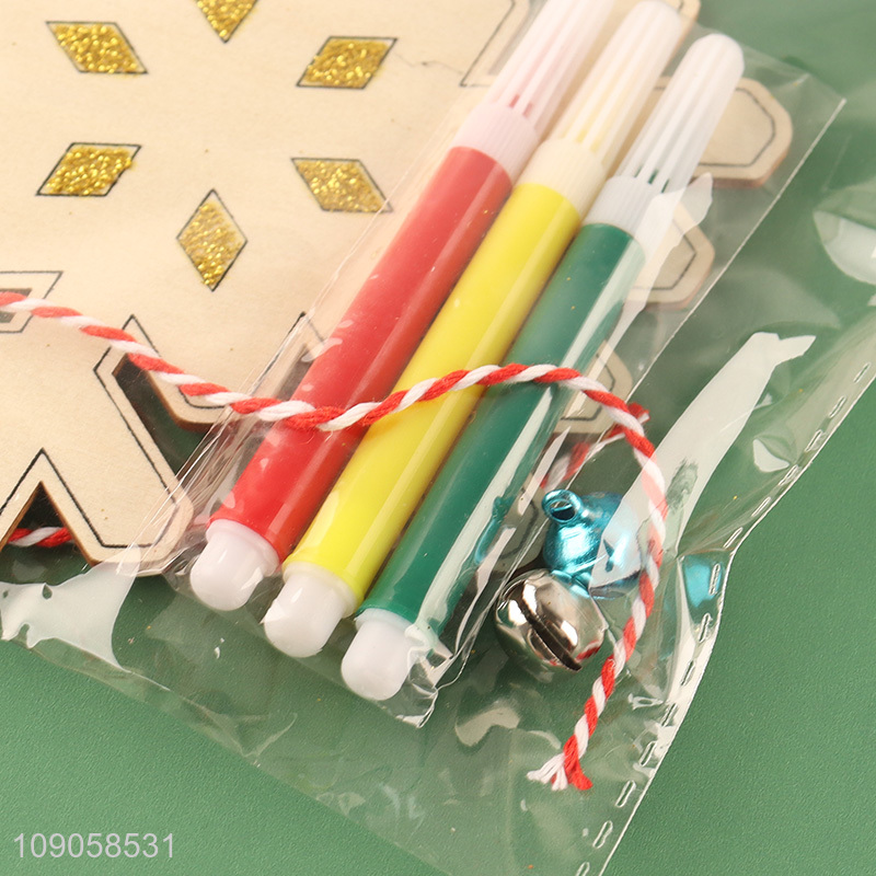 Wholesale DIY Coloring Wooden Christmas Craft Kit Unfinished Christmas Wooden Slices