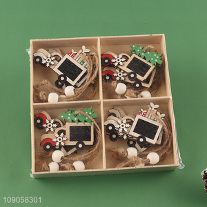 Factory Supply 12PCS Christmas Wooden Hanging Decorations Wooden Christmas Tree Ornaments