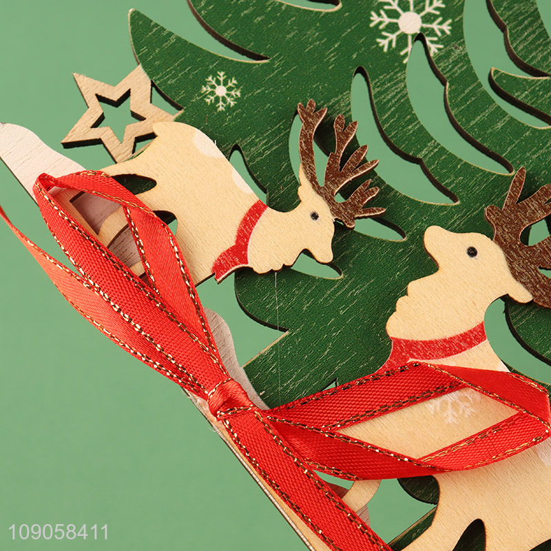 Factory Supply Christmas Wooden Ornaments Christmas Tree Wooden Hanging Ornaments