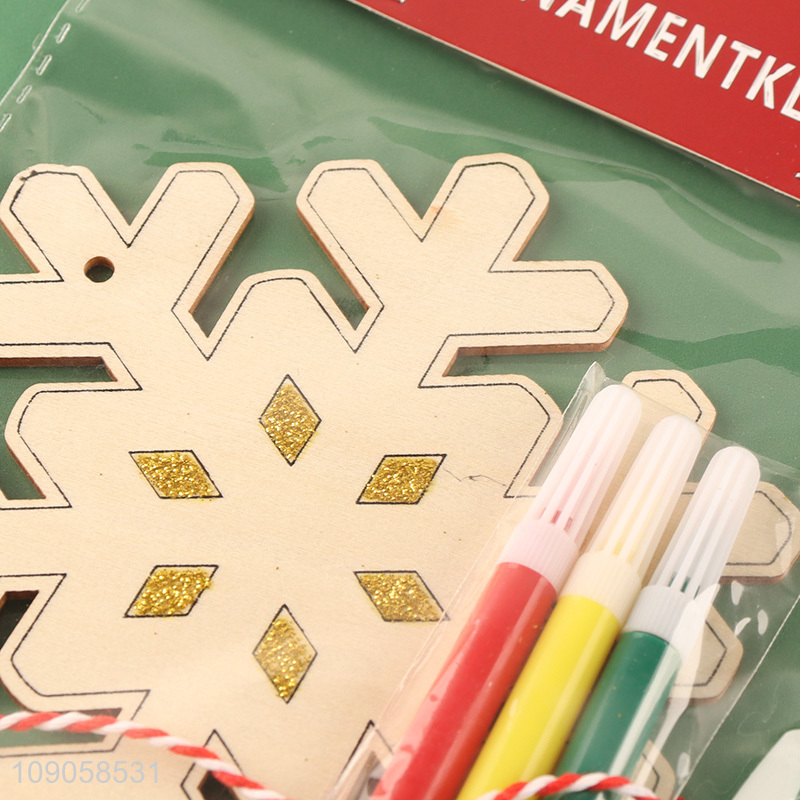 Wholesale DIY Coloring Wooden Christmas Craft Kit Unfinished Christmas Wooden Slices