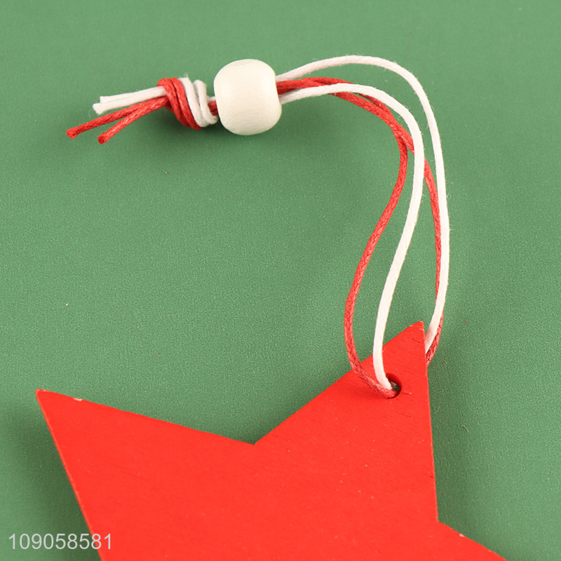 New Arrival 2PCS Wooden Star Ornaments Christmas Tree Wooden Hanging Decorations