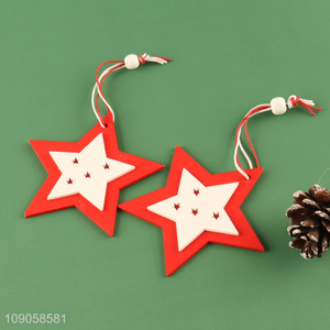 New Arrival 2PCS Wooden Star Ornaments Christmas Tree Wooden Hanging Decorations