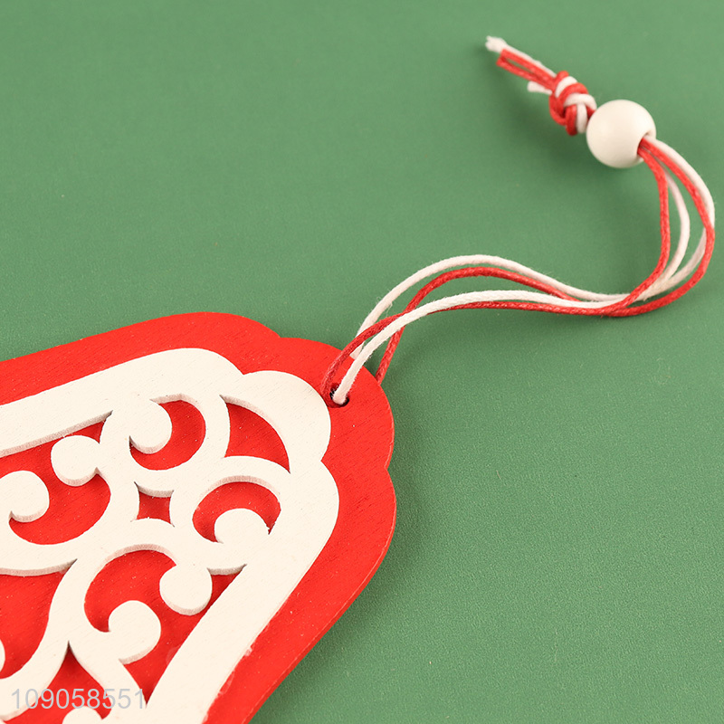 High Quality 2PCS Wooden Bells Ornaments Christmas Tree Wooden Hanging Ornaments