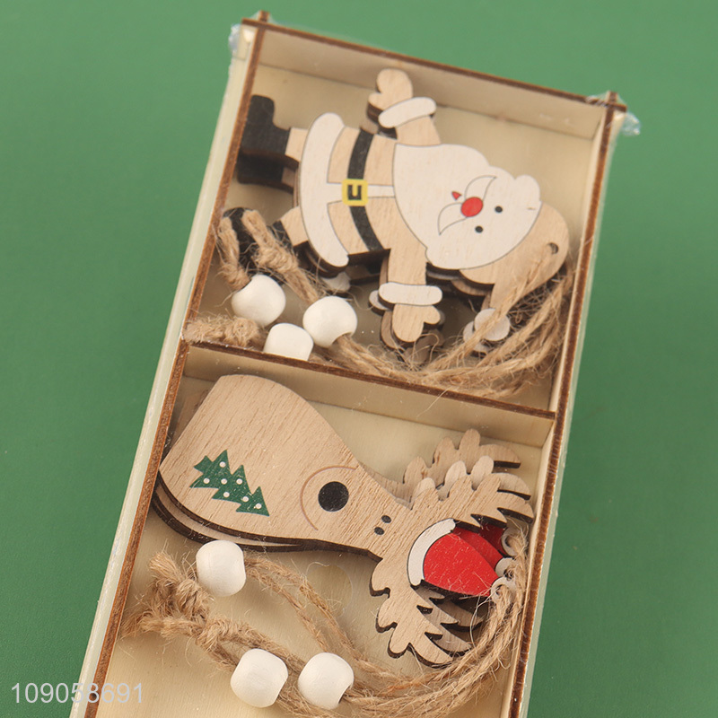 High Quality 9PCS Wooden Christmas Tree Ornaments Christmas Wooden Hanging Ornaments