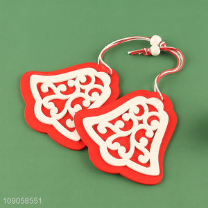 High Quality 2PCS Wooden Bells Ornaments Christmas Tree Wooden Hanging Ornaments